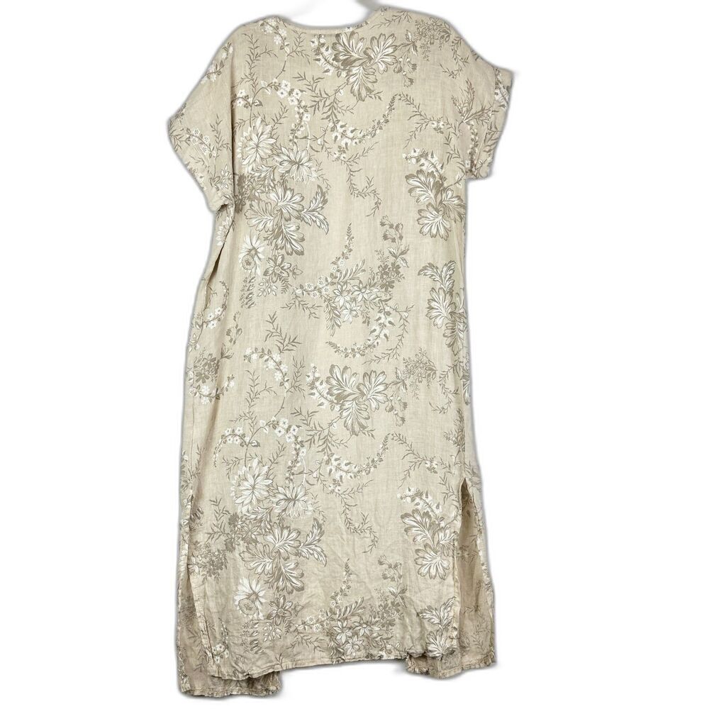Elena Baldi Linen Duster Cardigan Coverup One Size Floral Boho Lagenlook Beach - Picture 2 of 7